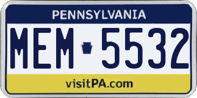 PA license plate MEM5532
