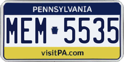 PA license plate MEM5535