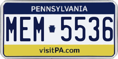PA license plate MEM5536