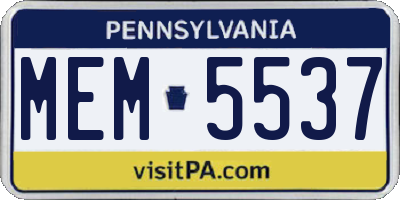 PA license plate MEM5537