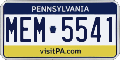PA license plate MEM5541