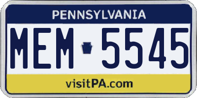 PA license plate MEM5545