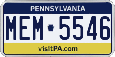 PA license plate MEM5546
