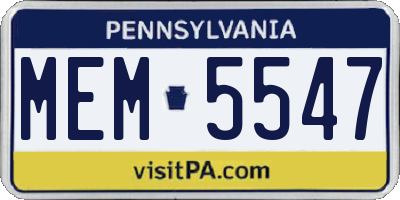 PA license plate MEM5547