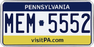 PA license plate MEM5552