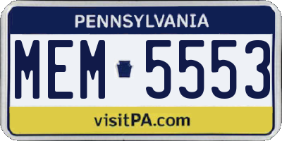 PA license plate MEM5553