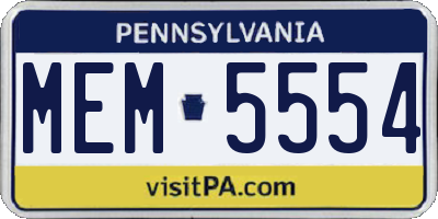 PA license plate MEM5554