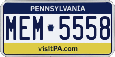 PA license plate MEM5558