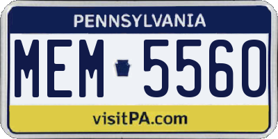 PA license plate MEM5560
