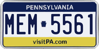 PA license plate MEM5561