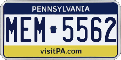 PA license plate MEM5562