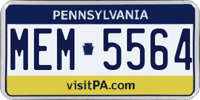 PA license plate MEM5564