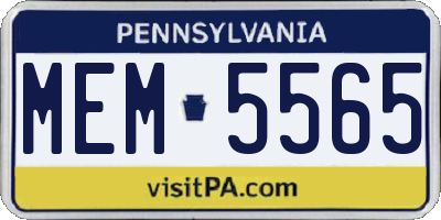 PA license plate MEM5565