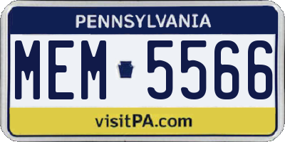PA license plate MEM5566