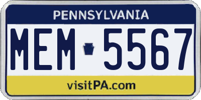 PA license plate MEM5567
