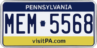 PA license plate MEM5568