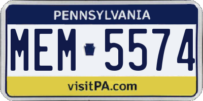 PA license plate MEM5574