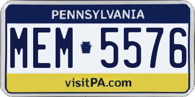 PA license plate MEM5576