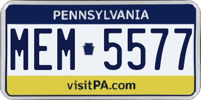 PA license plate MEM5577