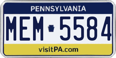 PA license plate MEM5584