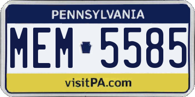 PA license plate MEM5585
