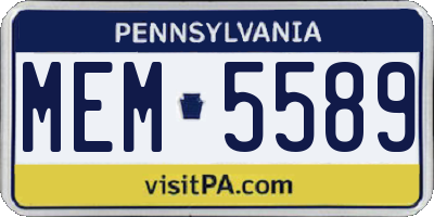 PA license plate MEM5589