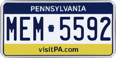 PA license plate MEM5592