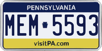 PA license plate MEM5593