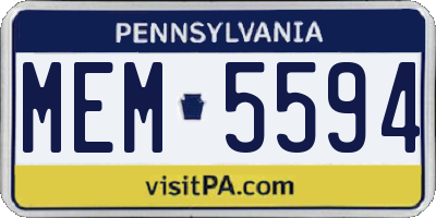 PA license plate MEM5594
