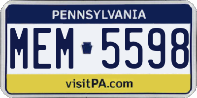 PA license plate MEM5598