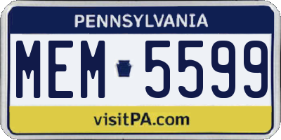 PA license plate MEM5599