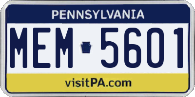 PA license plate MEM5601