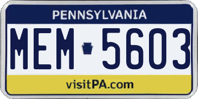 PA license plate MEM5603