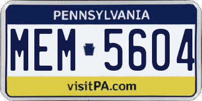 PA license plate MEM5604