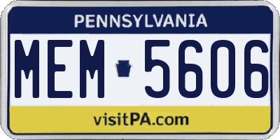 PA license plate MEM5606