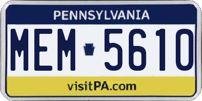 PA license plate MEM5610