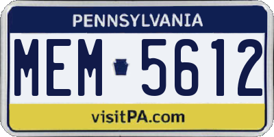 PA license plate MEM5612
