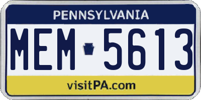 PA license plate MEM5613