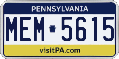 PA license plate MEM5615