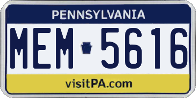 PA license plate MEM5616
