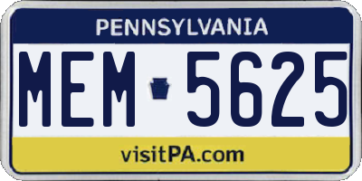 PA license plate MEM5625