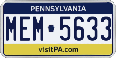 PA license plate MEM5633