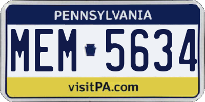 PA license plate MEM5634