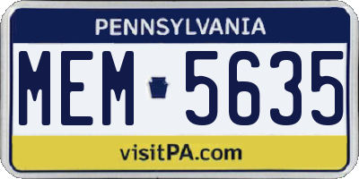 PA license plate MEM5635