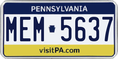 PA license plate MEM5637