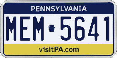 PA license plate MEM5641