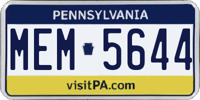 PA license plate MEM5644