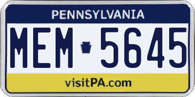 PA license plate MEM5645