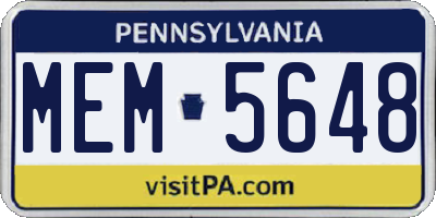 PA license plate MEM5648