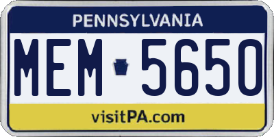 PA license plate MEM5650